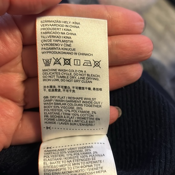 SUPERDRY knit bodycon sweater dress navy  mesh shoulder detail - Picture 6 of 6